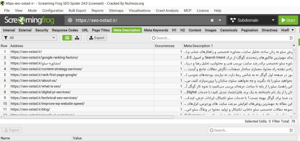 آنالیز فنی یک سایت با استفاده از ابزار اسکریمینگ فراگ